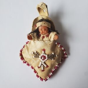 Skookum Doll Vintage Native American Papoose Beaded Leather Rare Collectible